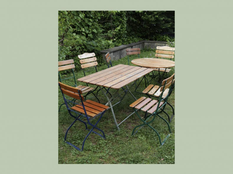 11051 30 Biergartenstühle blau