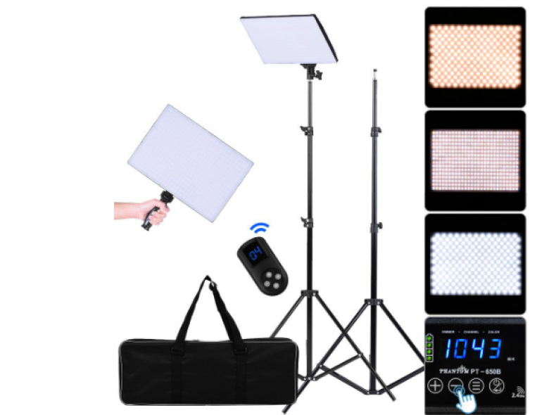 12361 2x LED Videolicht mit Stativ