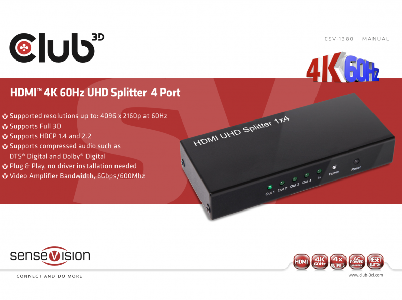 21860 HDMI 4-Port Splitter